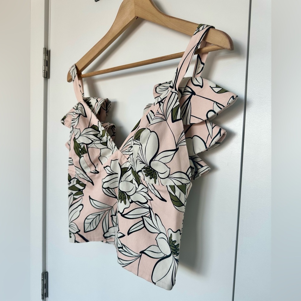 Floral Ruffle Strap Tank Top